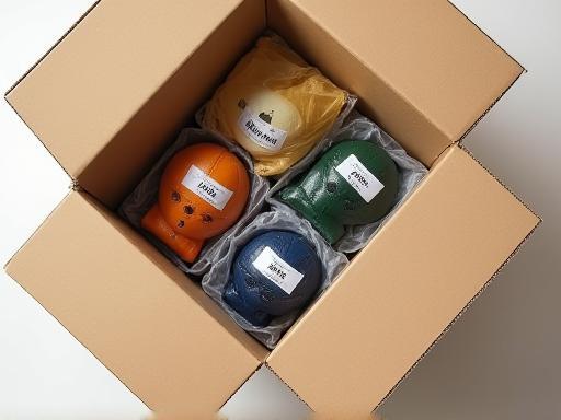 Image of a securely packed shipping box with figures inside
